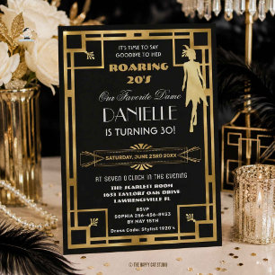 Invitación Art Deco Gran Gatsby Rugiente años 20 cumpleaños 3