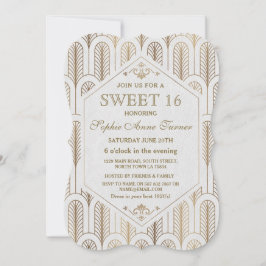 Invitación Art Deco Gran Gatsby White Gold SWEET 16