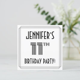 Invitación Art Deco Inspirado 11º cumpleaños, nombre personal