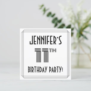Invitación Art Deco Inspirado 11º cumpleaños, nombre personal