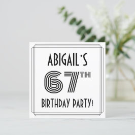 Invitación Art Deco Inspirado 67º cumpleaños, nombre personal