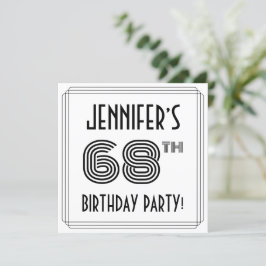 Invitación Art Deco Inspirado 68º cumpleaños, nombre personal