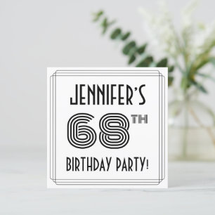 Invitación Art Deco Inspirado 68º cumpleaños, nombre personal