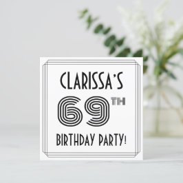 Invitación Art Deco Inspirado 69º cumpleaños, nombre personal