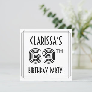 Invitación Art Deco Inspirado 69º cumpleaños, nombre personal
