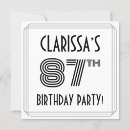 Invitación Art Deco Inspirado 87º cumpleaños, nombre personal