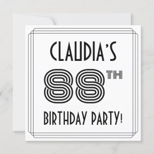 Invitación Art Deco Inspirado 88º cumpleaños, nombre personal