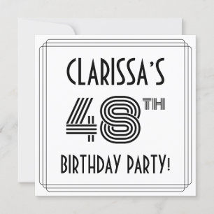 Invitación Art Deco Inspirado en la 48ª fiesta de cumpleaños,