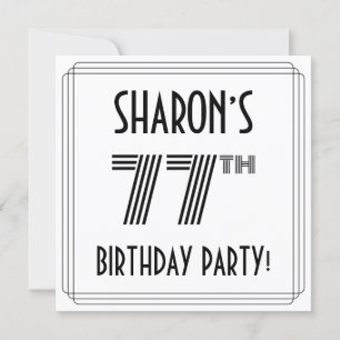 Invitación Art Deco Inspirado en la fiesta de cumpleaños 77, 
