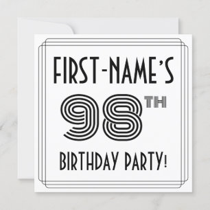 Invitación Art Deco Inspirado en la fiesta de cumpleaños 98, 