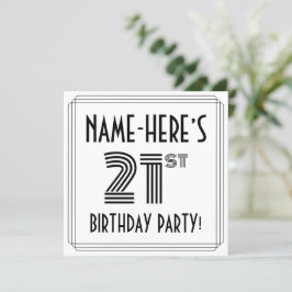 Invitación Art Deco Inspired 21st Birthday Party, Custom Name