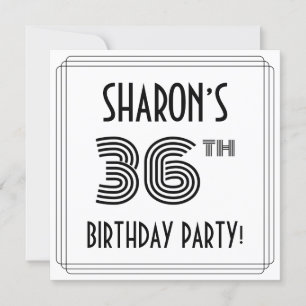 Invitación Art Deco Inspired 36th Birthday Party, Custom Name