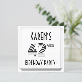 Invitación Art Deco Inspired 42nd Birthday Party, Custom Name