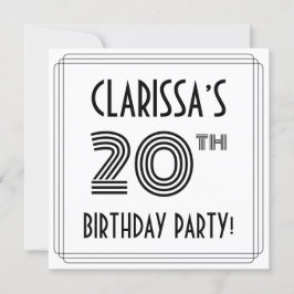 Invitación Art Decó inspiró 20 cumpleaños, nombre personaliza
