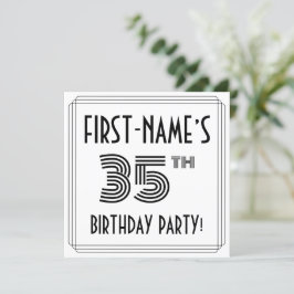 Invitación Art Deco inspiró 35 cumpleaños, nombre personaliza