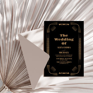 Invitación Art Deco Ironwork Faux Gold Boda