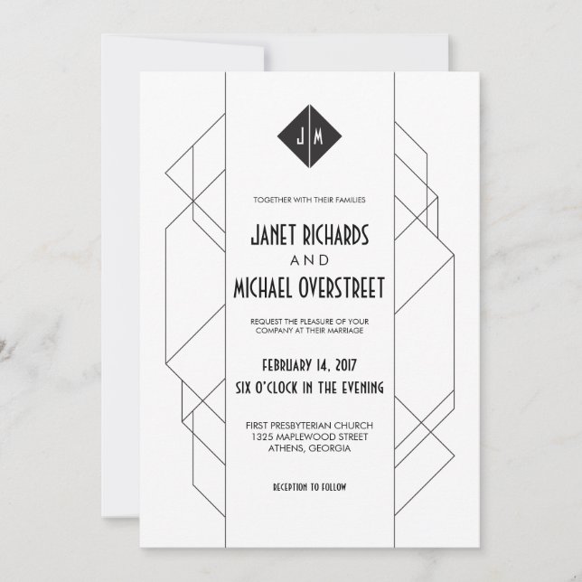 Invitación Art Deco moderno (Anverso)