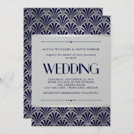 Invitación Art Deco moderno | Boda de Marina y de Plata Falsa