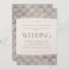 Invitación Art Deco moderno | Boda Rubor y Faux Silver