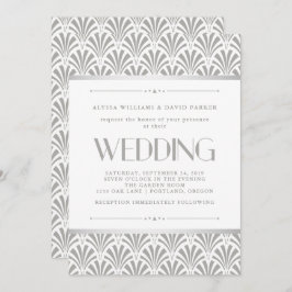 Invitación Art Deco moderno | Elegante Boda gris y blanco