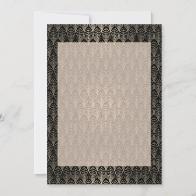Invitación Art Deco negro y dorado (Anverso)