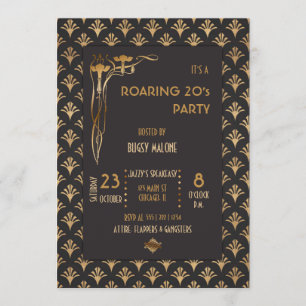 Invitación Art Deco Negro y Oro años 1920