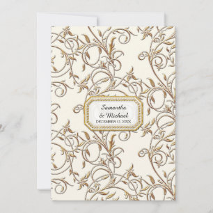 Invitación Art Deco Nouveau Elegante Regencia De Oro De Blanc