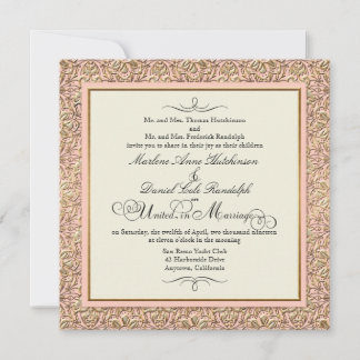 Invitación Art Deco Nouveau Faux Gold Floral Damask Lace
