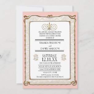 Invitación Art Decó Nouveau Gatsby Estilo Oro y Encanto