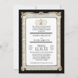 Invitación Art Decó Nouveau Gatsby Estilo Oro y Encanto
