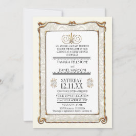 Invitación Art Decó Nouveau Gatsby Estilo Oro y Encanto