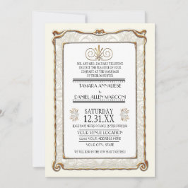 Invitación Art Decó Nouveau Gatsby Estilo Oro y Encanto