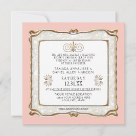 Invitación Art Deco Oro Rosa Nouveau Gatsby Elegante Boda