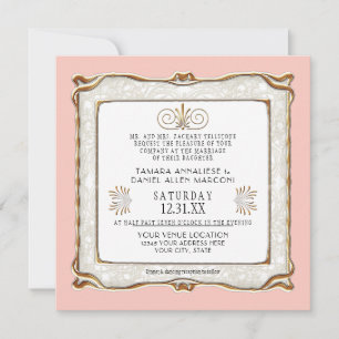 Invitación Art Deco Oro Rosa Nouveau Gatsby Elegante Boda