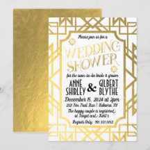Art Deco Parejas Ducha de Boda Gatsby Hoja de Oro