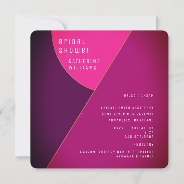 Invitación Art Deco Pink Rounded Square Bridal Shower (Anverso)