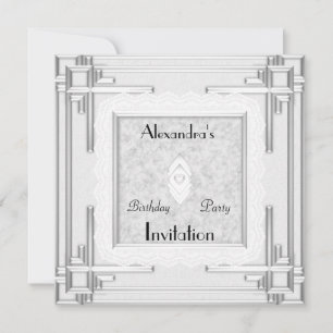Invitación Art Deco Plata Blanco
