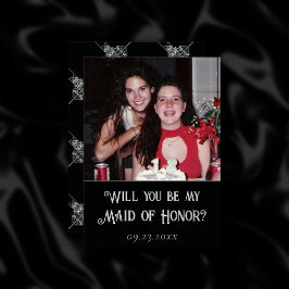 Invitación Art Deco | Pregunta con foto de Black and Silver B