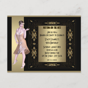 Invitación Art déco que ruge a la fiesta de cumpleaños de los