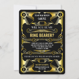 Invitación Art Deco ¿Serás Mi Portador del Anillo Dorado y Ne