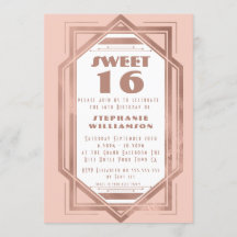 Art Deco Sweet 16 Rosa Gold y Rubor Pink Gatsby