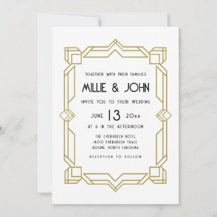 Invitación Art Deco, viejo Hollywood, años 20