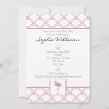 Art Deco Wave Patten Flamingo Rosa Cumpleaños