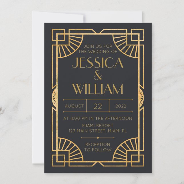 Invitación Art Deco Wedding Invitation (Anverso)