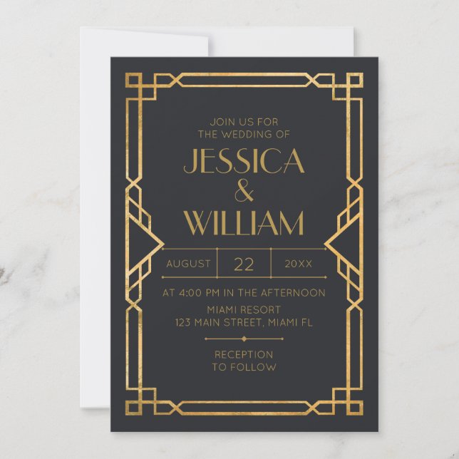 Invitación Art Deco Wedding Invitation 2 (Anverso)