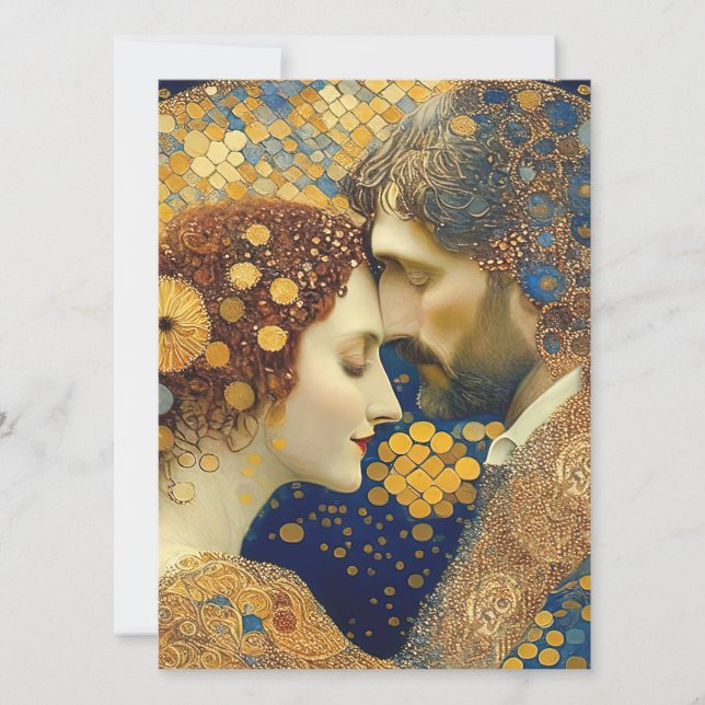 Invitación Art Nouveau A Couple In Love  (Anverso)