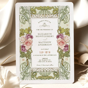 Invitación Art Nouveau Alphonse Mucha Mauve Dusty Rosa