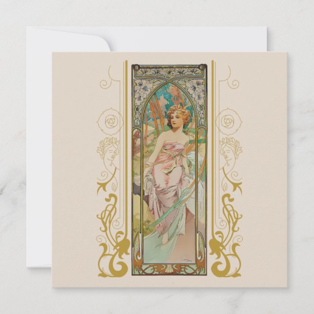 Invitación Art Nouveau Alphonse Mucha para cualquier ocasión (Anverso)