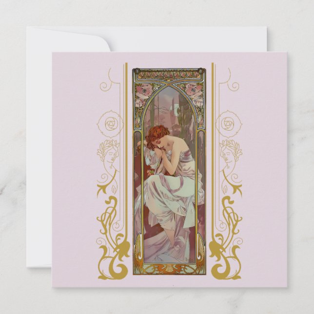 Invitación Art Nouveau Alphonse Mucha para cualquier ocasión (Anverso)