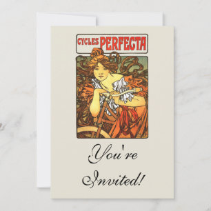 Invitación Art Nouveau Bicycle Mucha Art
